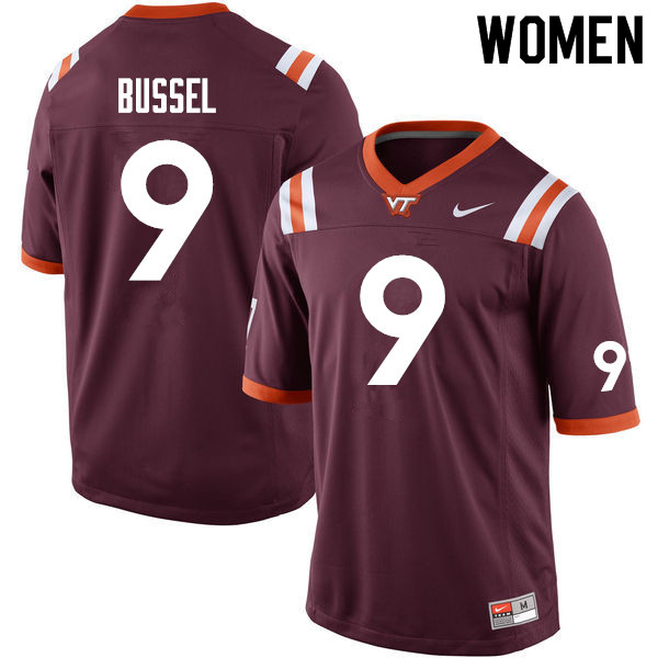 Women #9 Luke Bussel Virginia Tech Hokies College Football Jerseys Sale-Maroon